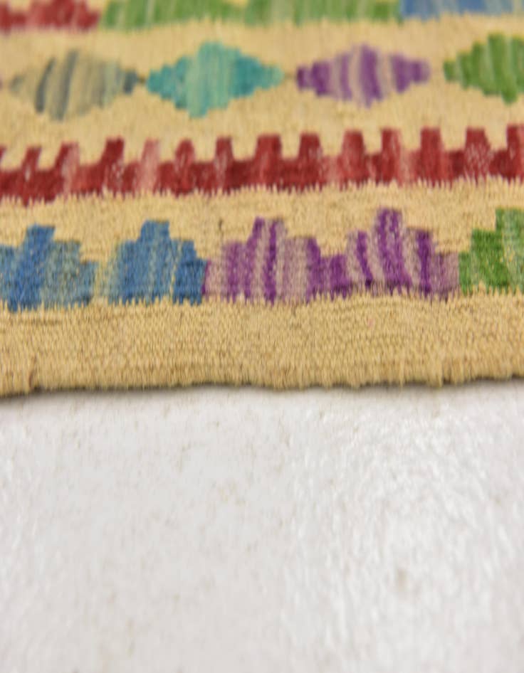 Detail image of  3' 6 x 4' 9  Hand Woven Kilim Maymana Wool Rug