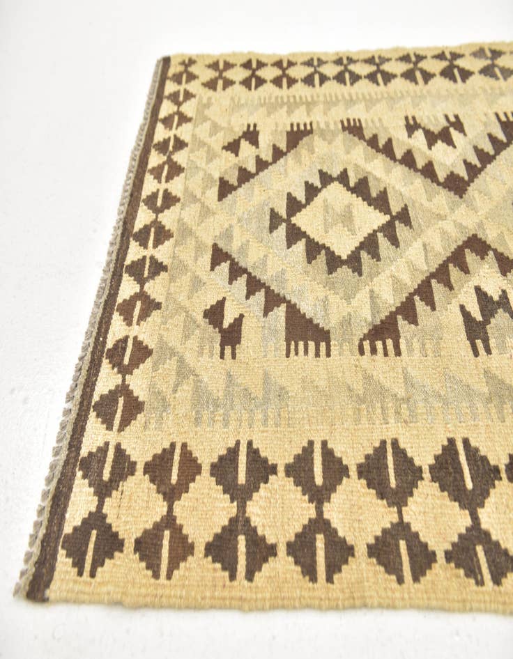Detail image of  2' 9 x 4'  Hand Woven Kilim Maymana Wool Rug