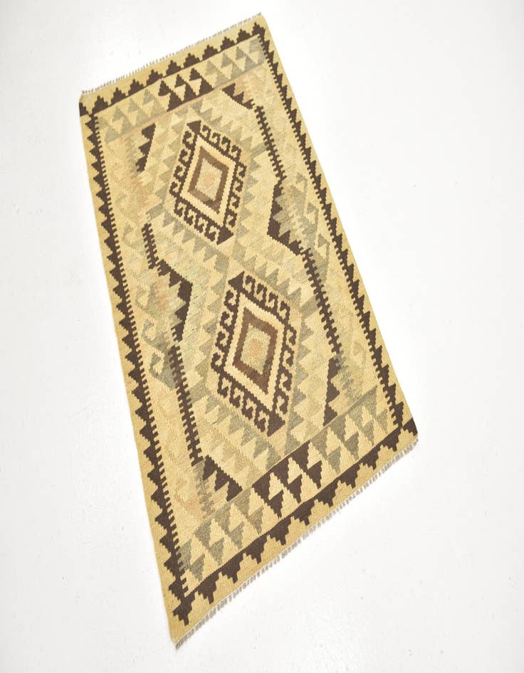 Detail image of  2' 10 x 4'  Hand Woven Kilim Maymana Wool Rug