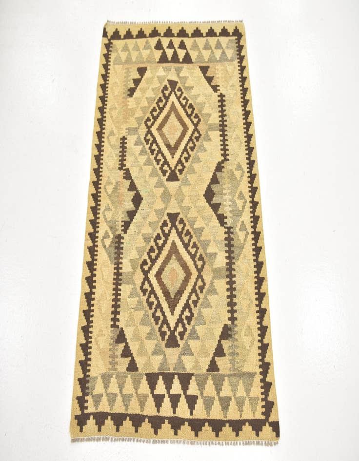 Detail image of  2' 10 x 4'  Hand Woven Kilim Maymana Wool Rug