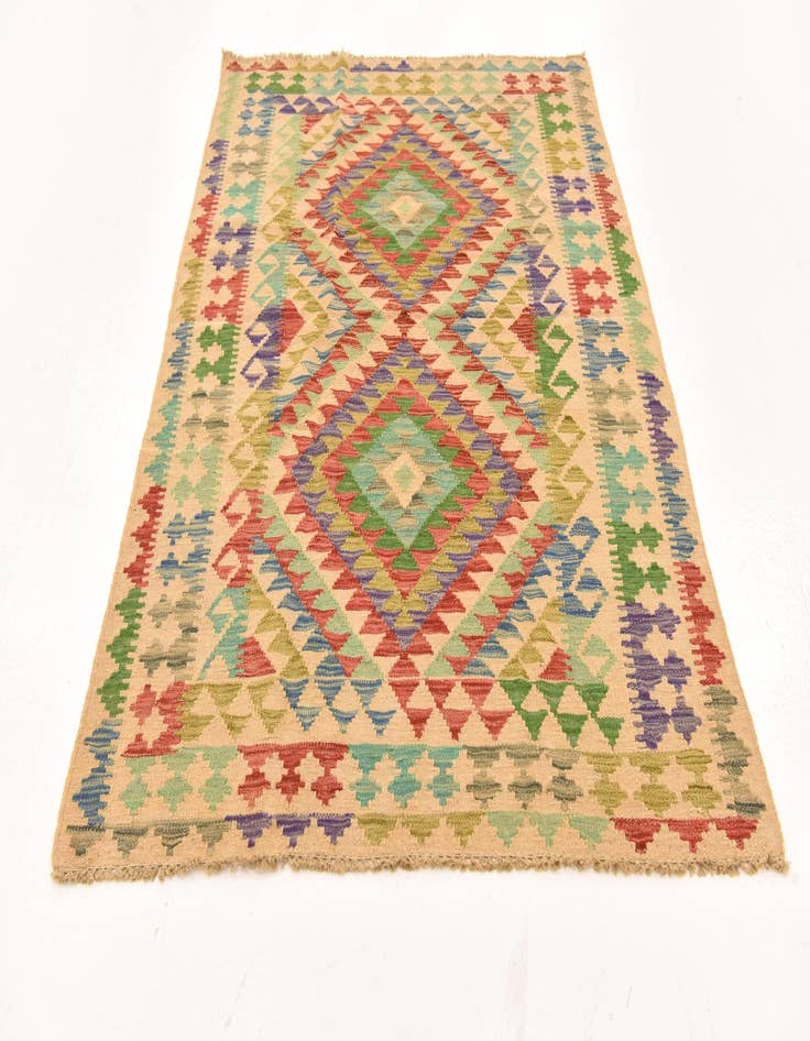 Detail image of  4' x 5' 8  Hand Woven Kilim Maymana Wool Rug