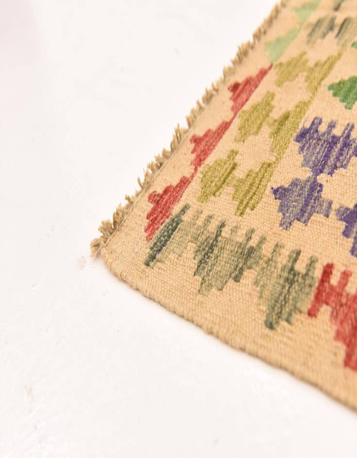 Detail image of  4' x 5' 8  Hand Woven Kilim Maymana Wool Rug
