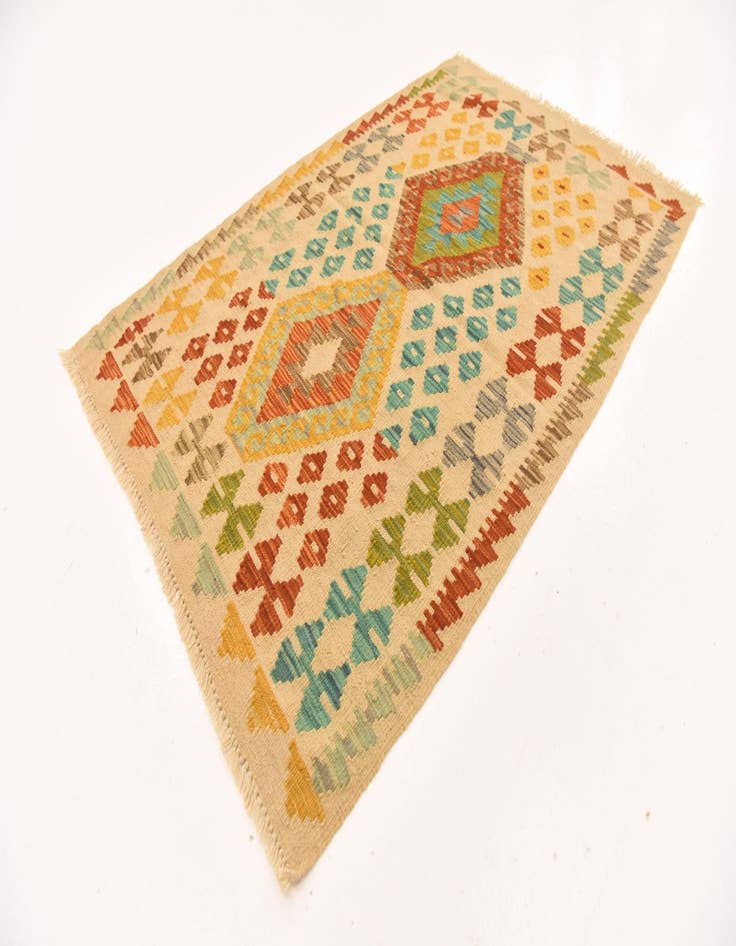 Detail image of  3' 3 x 4' 10  Hand Woven Kilim Maymana Wool Rug