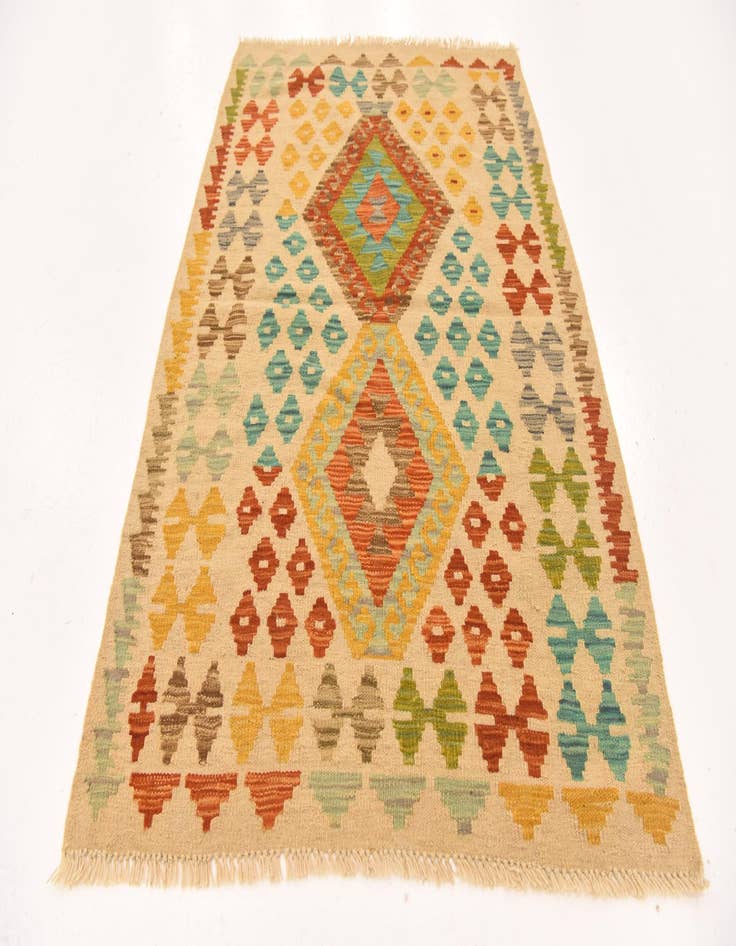 Detail image of  3' 3 x 4' 10  Hand Woven Kilim Maymana Wool Rug