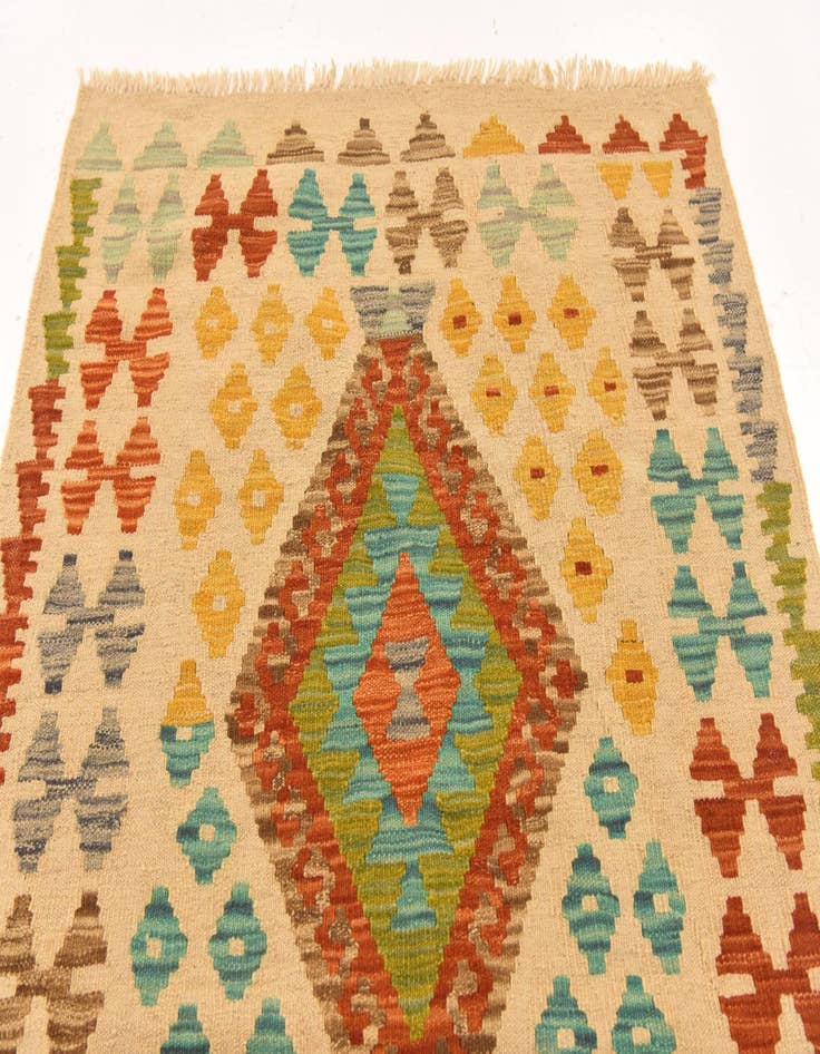 Detail image of  3' 3 x 4' 10  Hand Woven Kilim Maymana Wool Rug