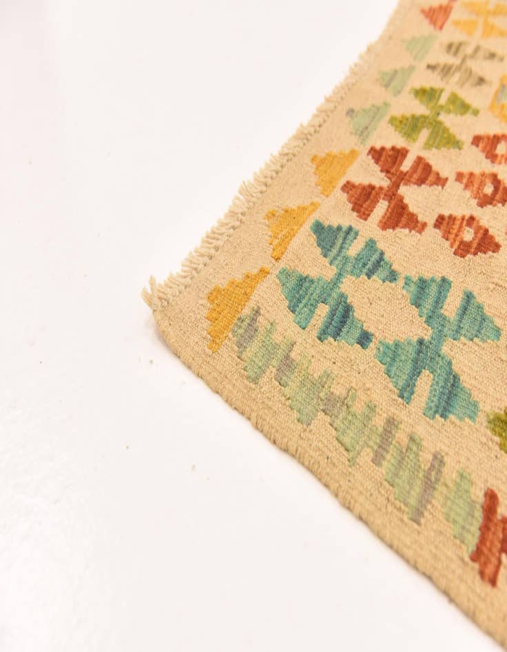 Detail image of  3' 3 x 4' 10  Hand Woven Kilim Maymana Wool Rug