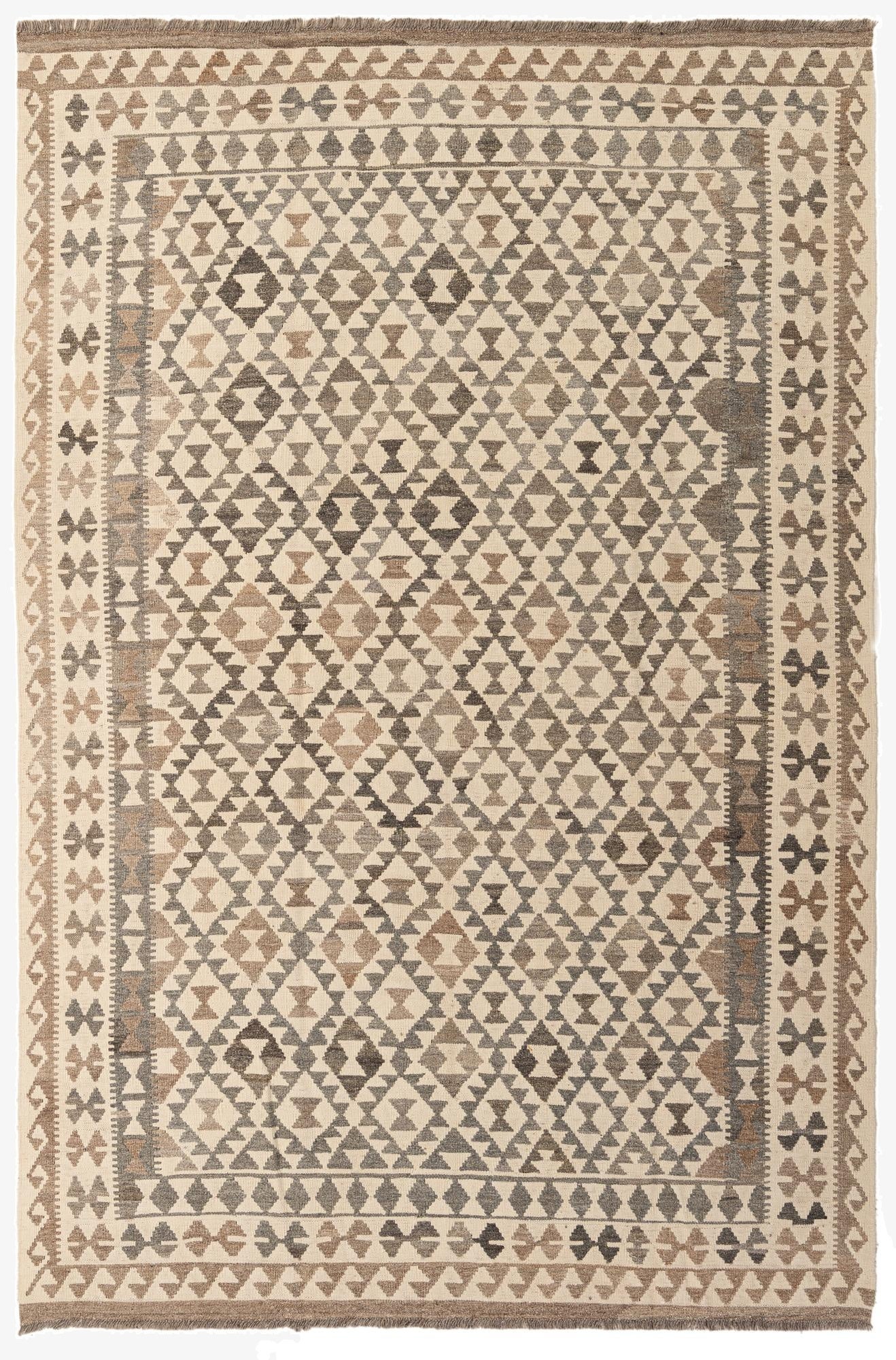  6' 7 x 10'  Hand Woven Kilim Maymana Wool Rug
