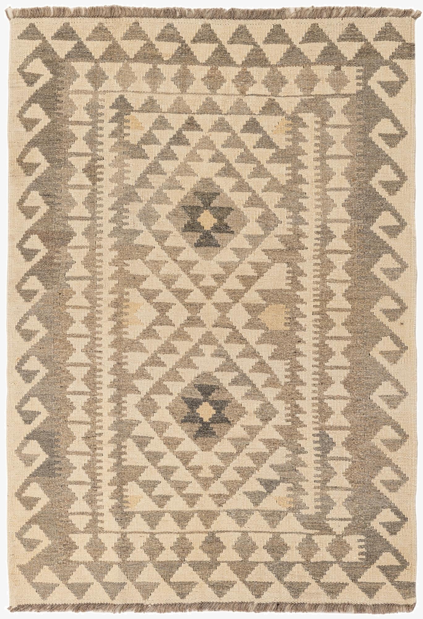  3' 4 x 5'  Hand Woven Kilim Maymana Wool Rug