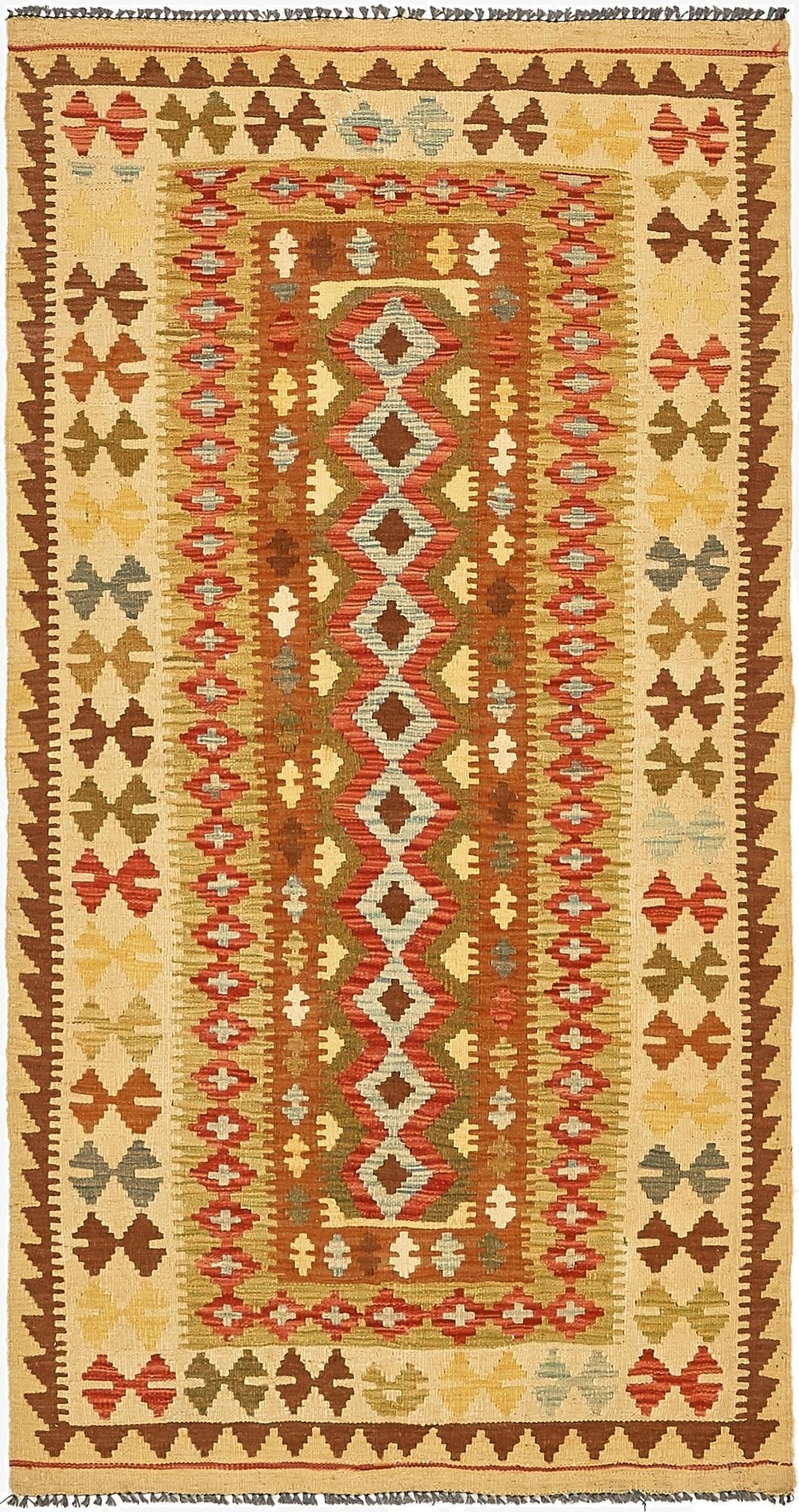  3' 6 x 6' 8  Hand Woven Kilim Maymana Wool Rug
