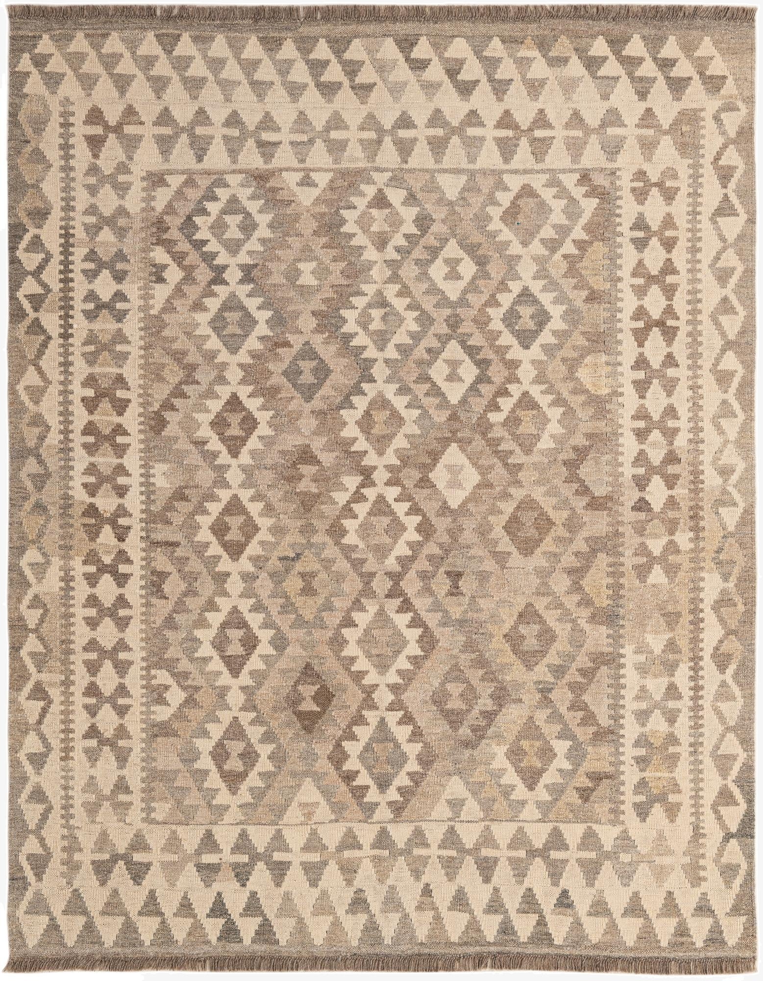  4' 11 x 6' 3  Hand Woven Kilim Maymana Wool Rug