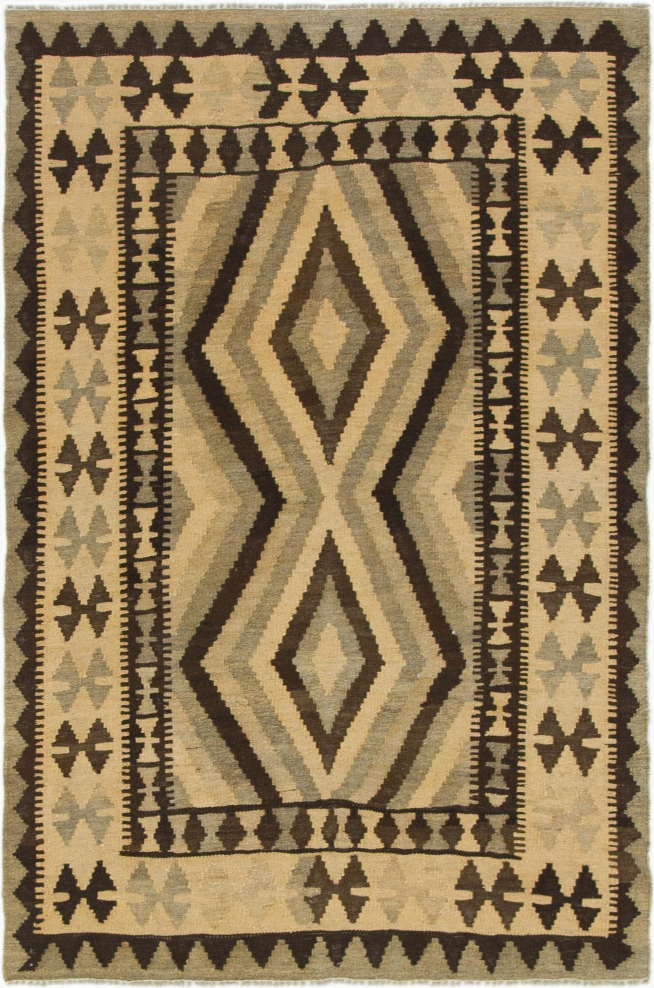  3' 4 x 5' 4  Hand Woven Kilim Maymana Wool Rug