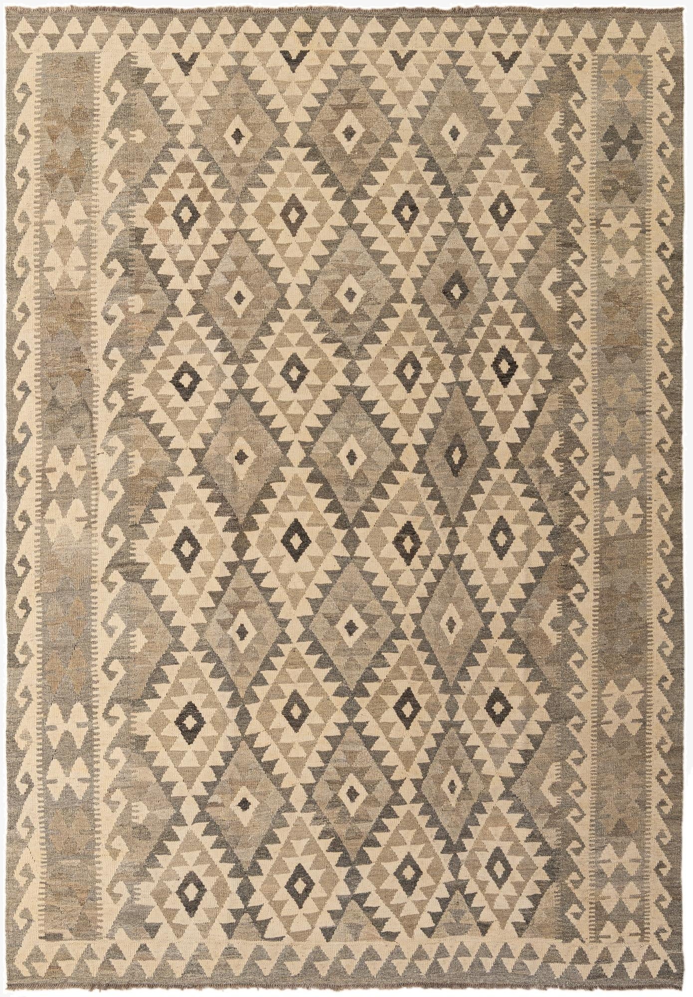  6' 8 x 9' 6  Hand Woven Kilim Maymana Wool Rug