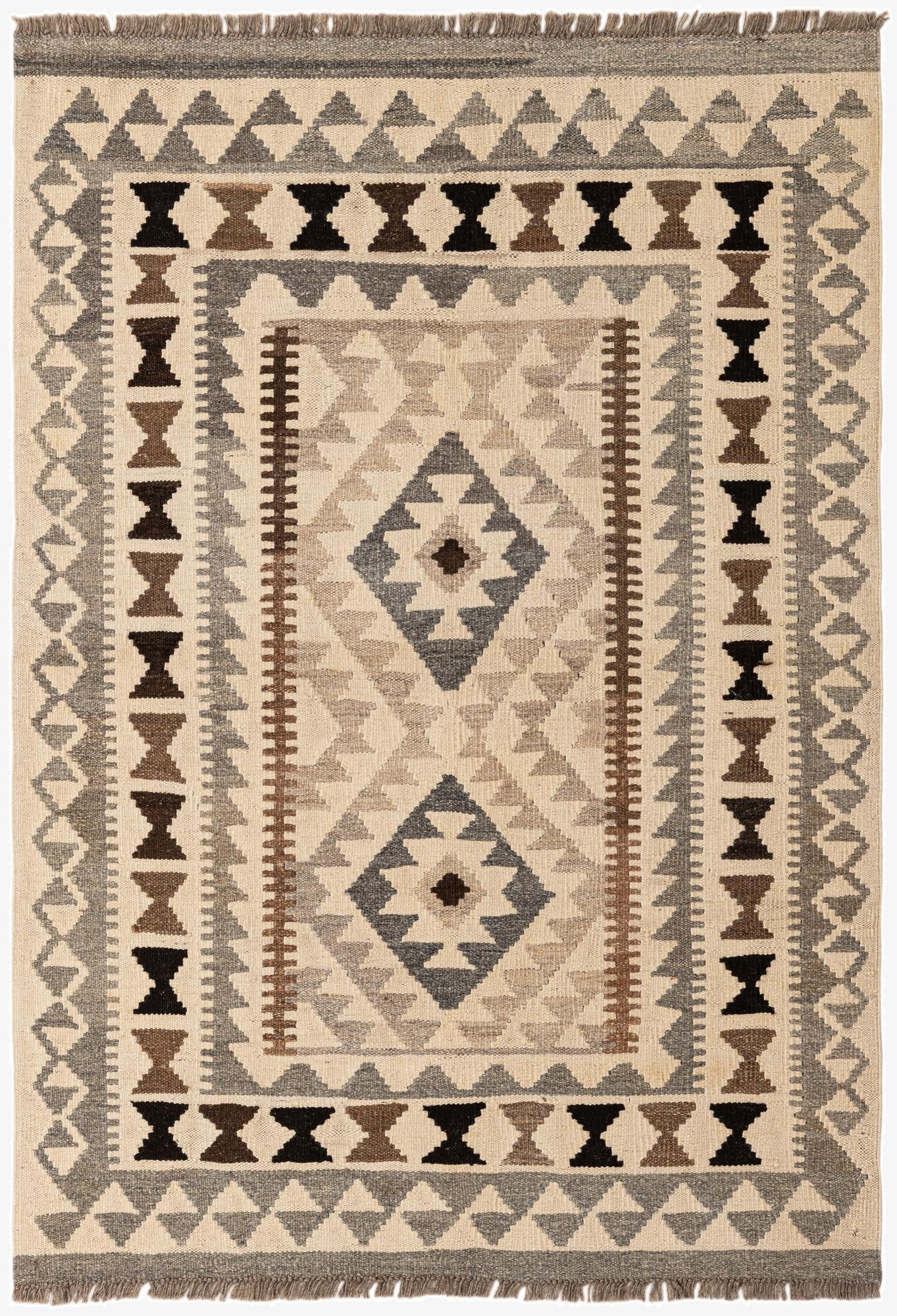  3' 6 x 4' 11  Hand Woven Kilim Maymana Wool Rug