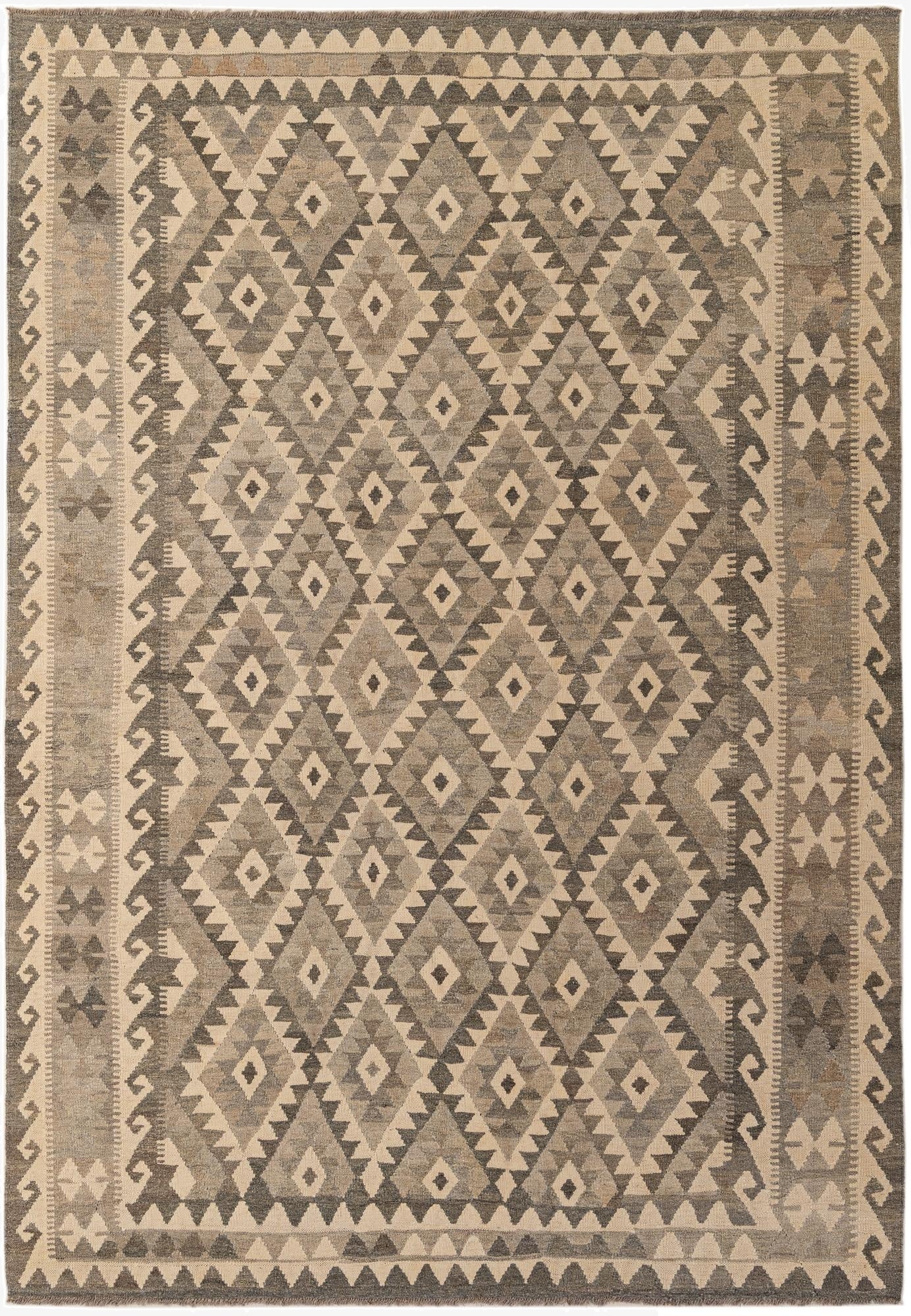  6' 8 x 9' 7  Hand Woven Kilim Maymana Wool Rug