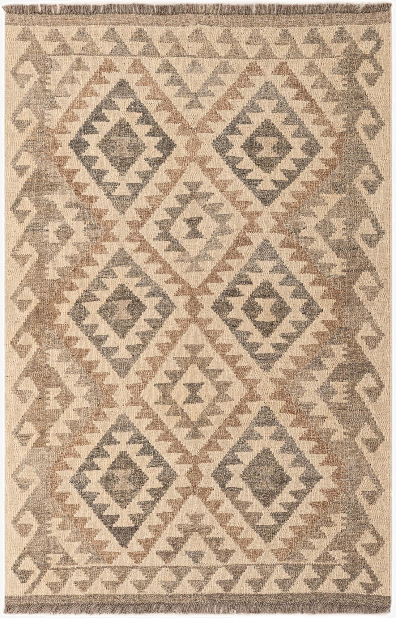 3' 6 x 5' 3  Hand Woven Kilim Maymana Wool Rug