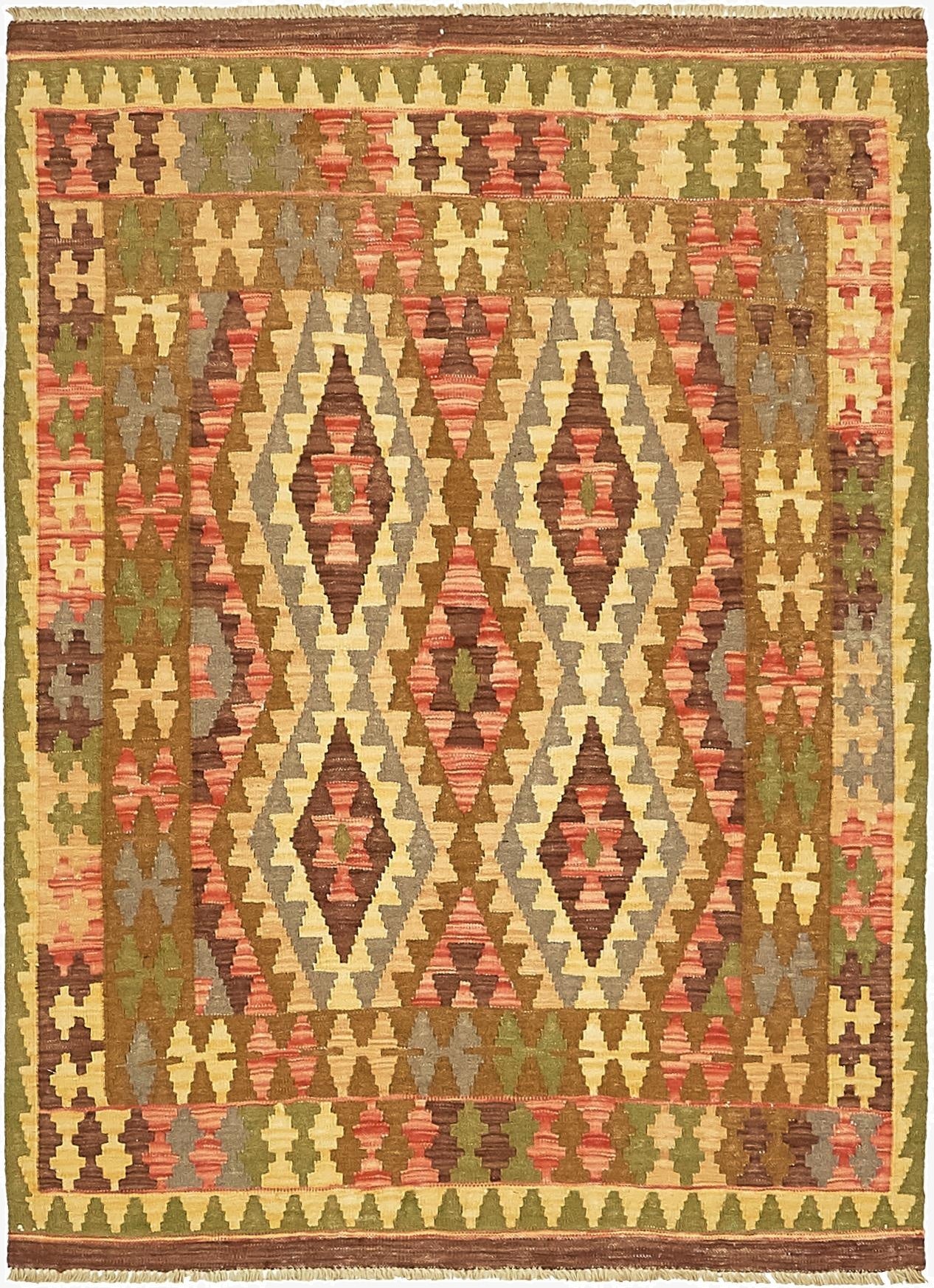 3' 5 x 4' 9  Hand Woven Kilim Maymana Wool Rug
