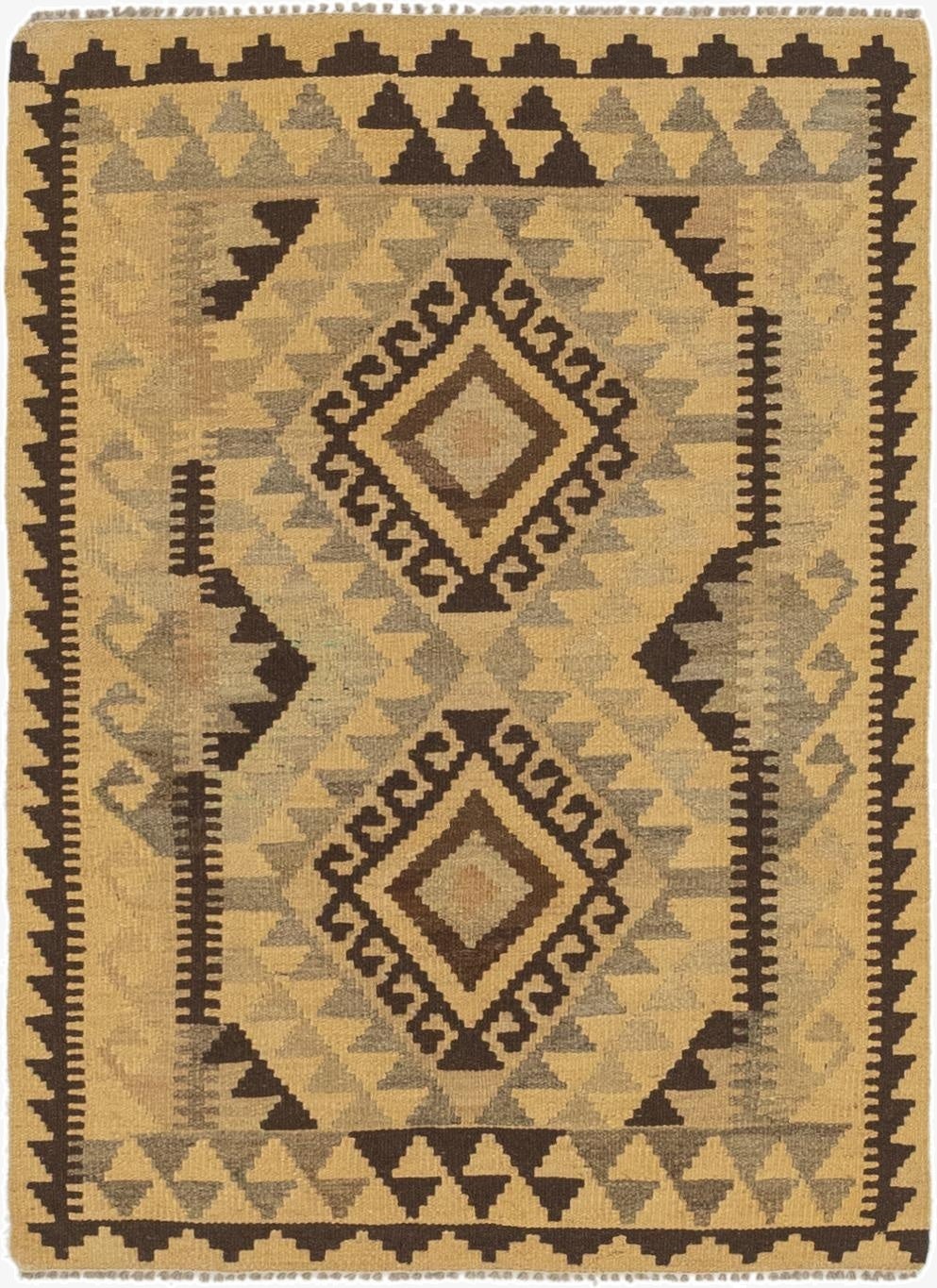  2' 10 x 4'  Hand Woven Kilim Maymana Wool Rug