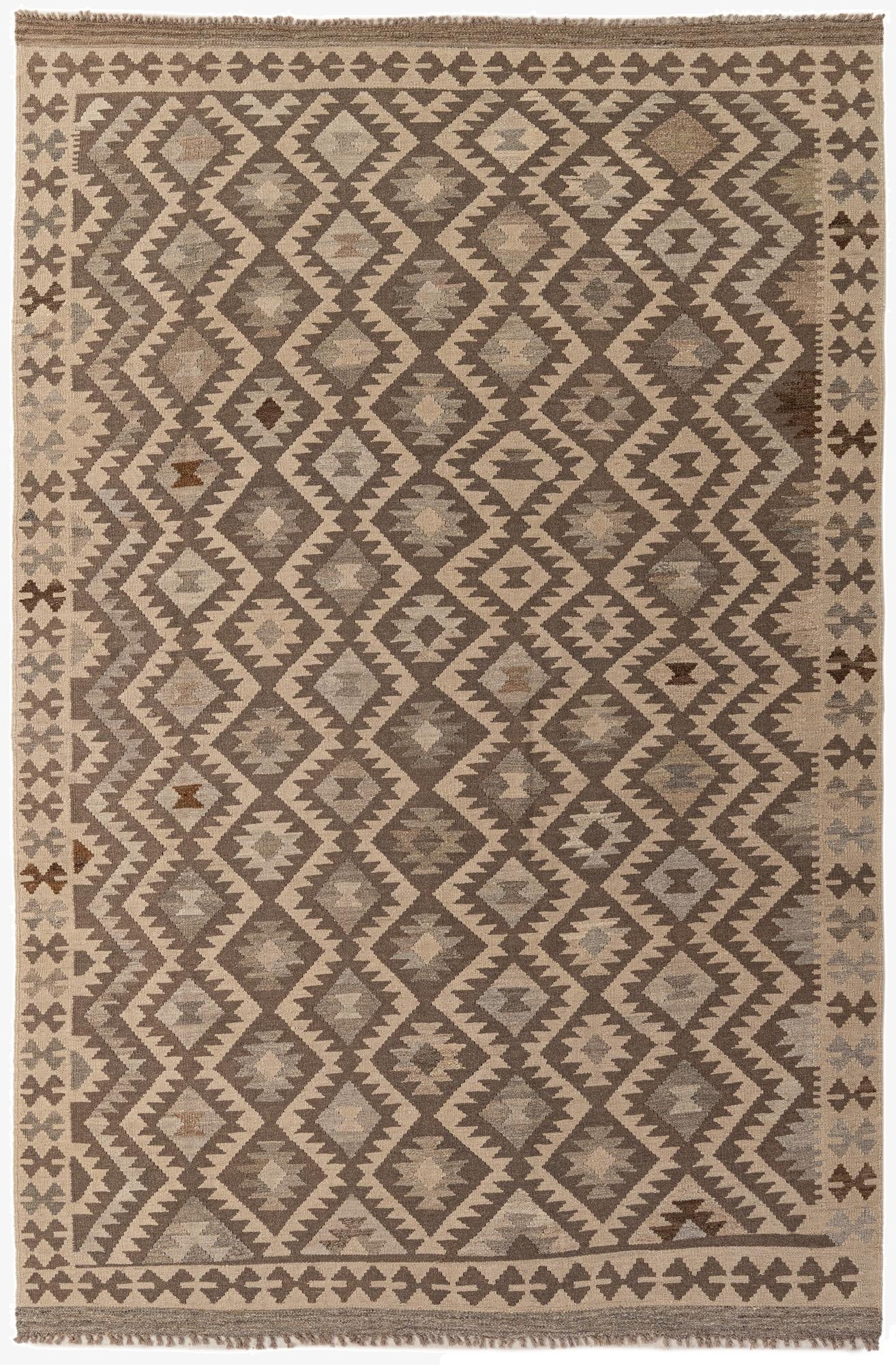  6' 8 x 9' 10  Hand Knotted Kilim Maymana Wool Rug