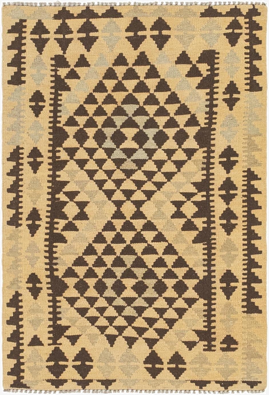  2' 9 x 4'  Hand Woven Kilim Maymana Wool Rug