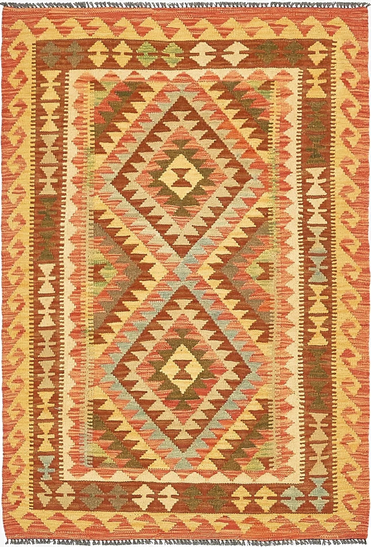  3' 6 x 5'  Hand Woven Kilim Maymana Wool Rug