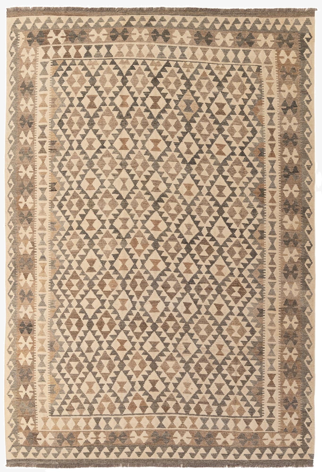  6' 9 x 9' 11  Hand Woven Kilim Maymana Wool Rug