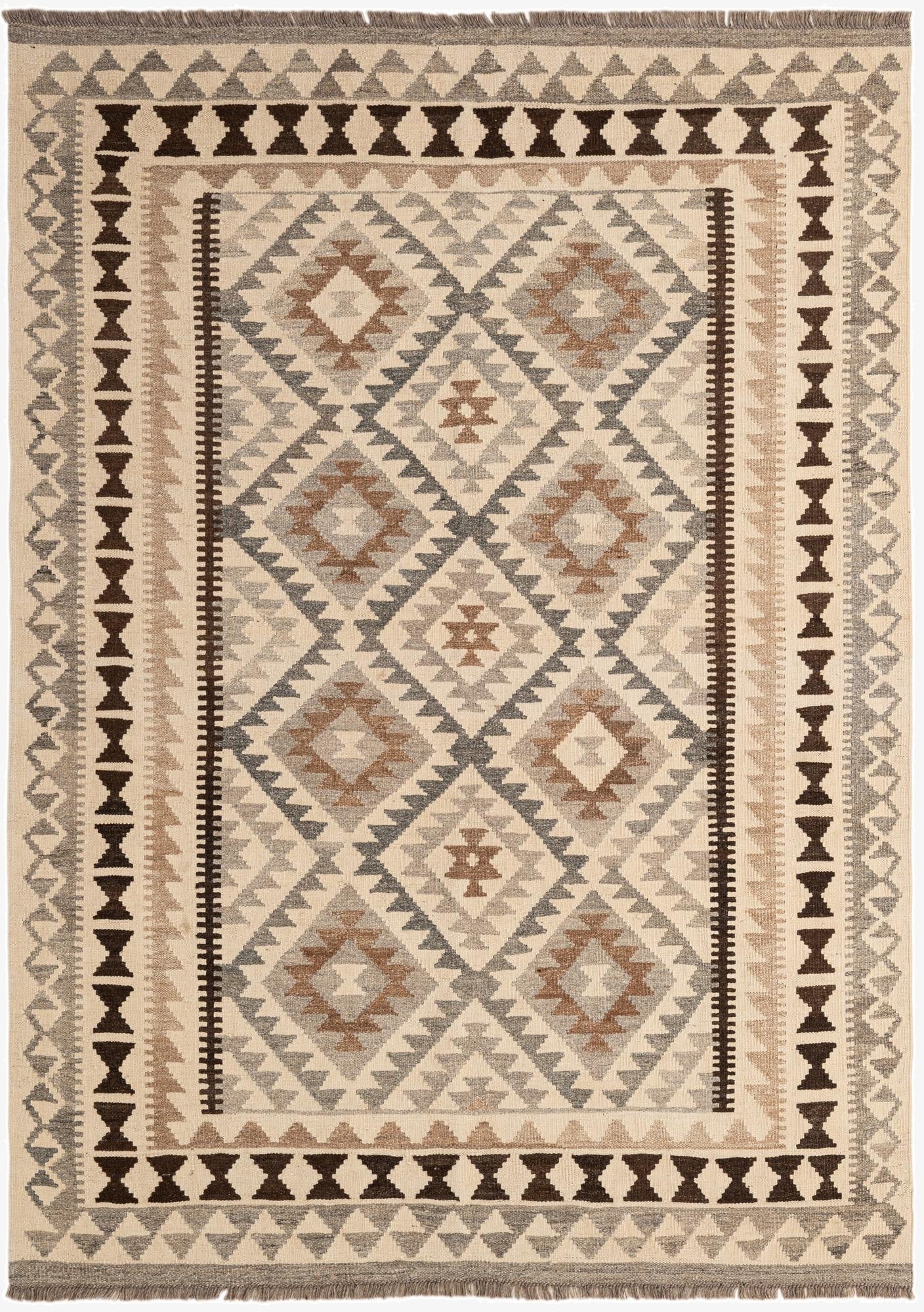  5' x 7' 1  Hand Woven Kilim Maymana Wool Rug
