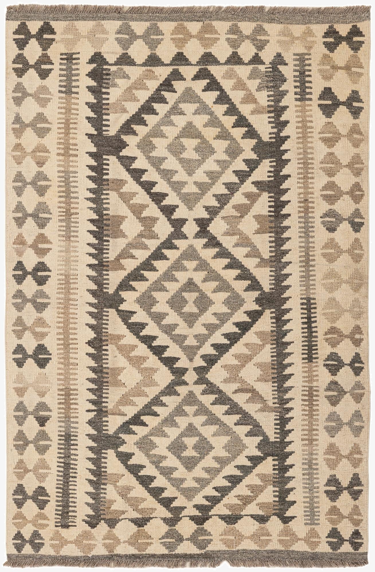  3' 5 x 5' 4  Hand Woven Kilim Maymana Wool Rug