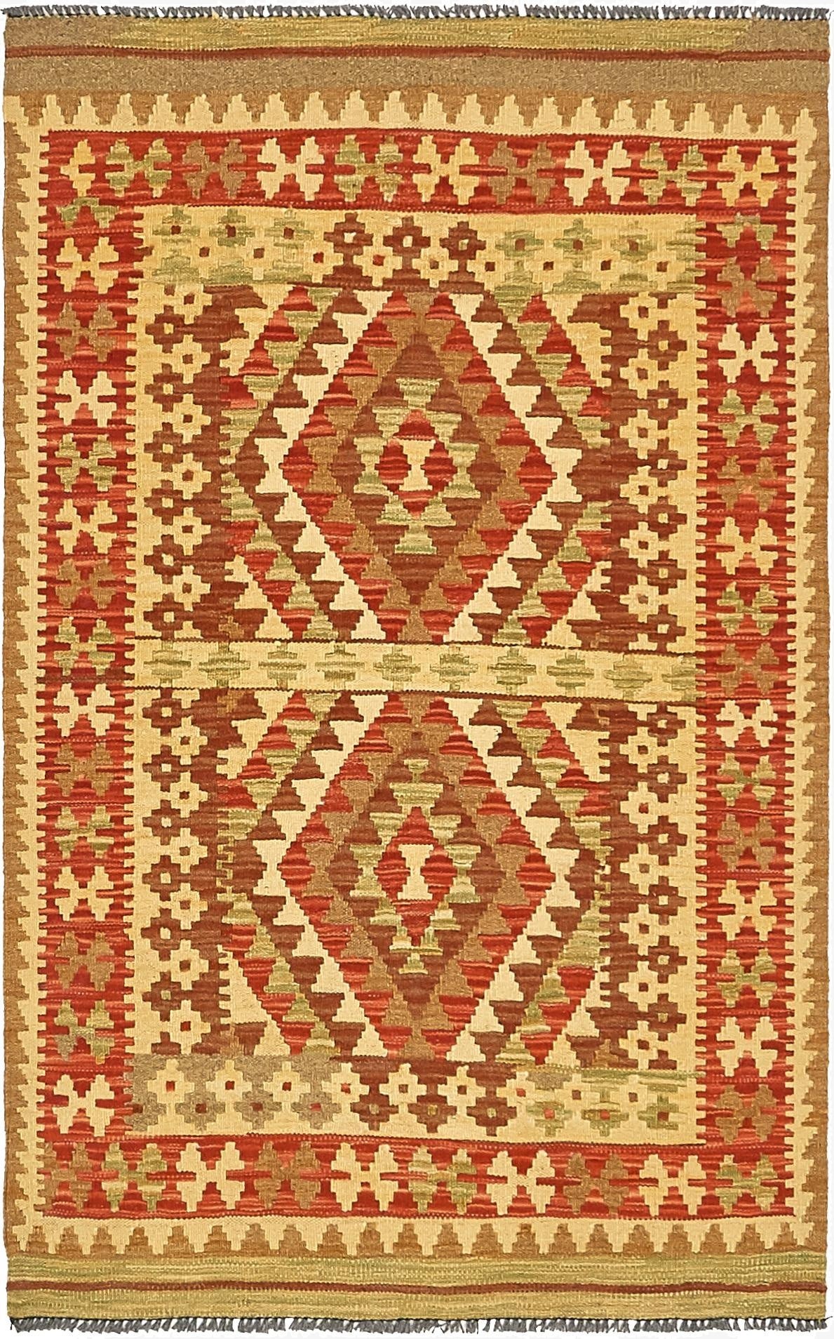  3' 3 x 5' 2  Hand Woven Kilim Maymana Wool Rug