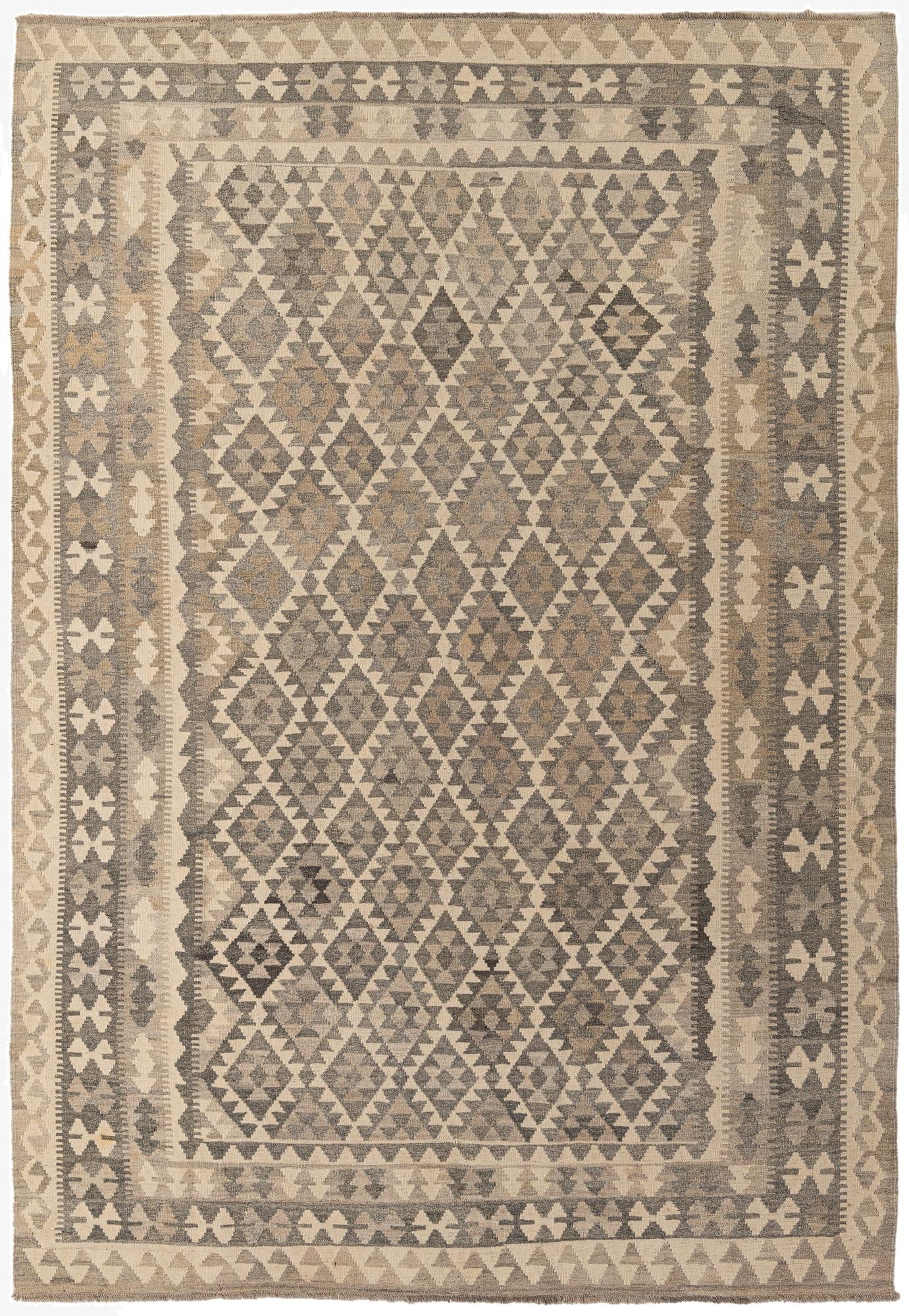  6' 8 x 9' 10  Hand Woven Kilim Maymana Wool Rug