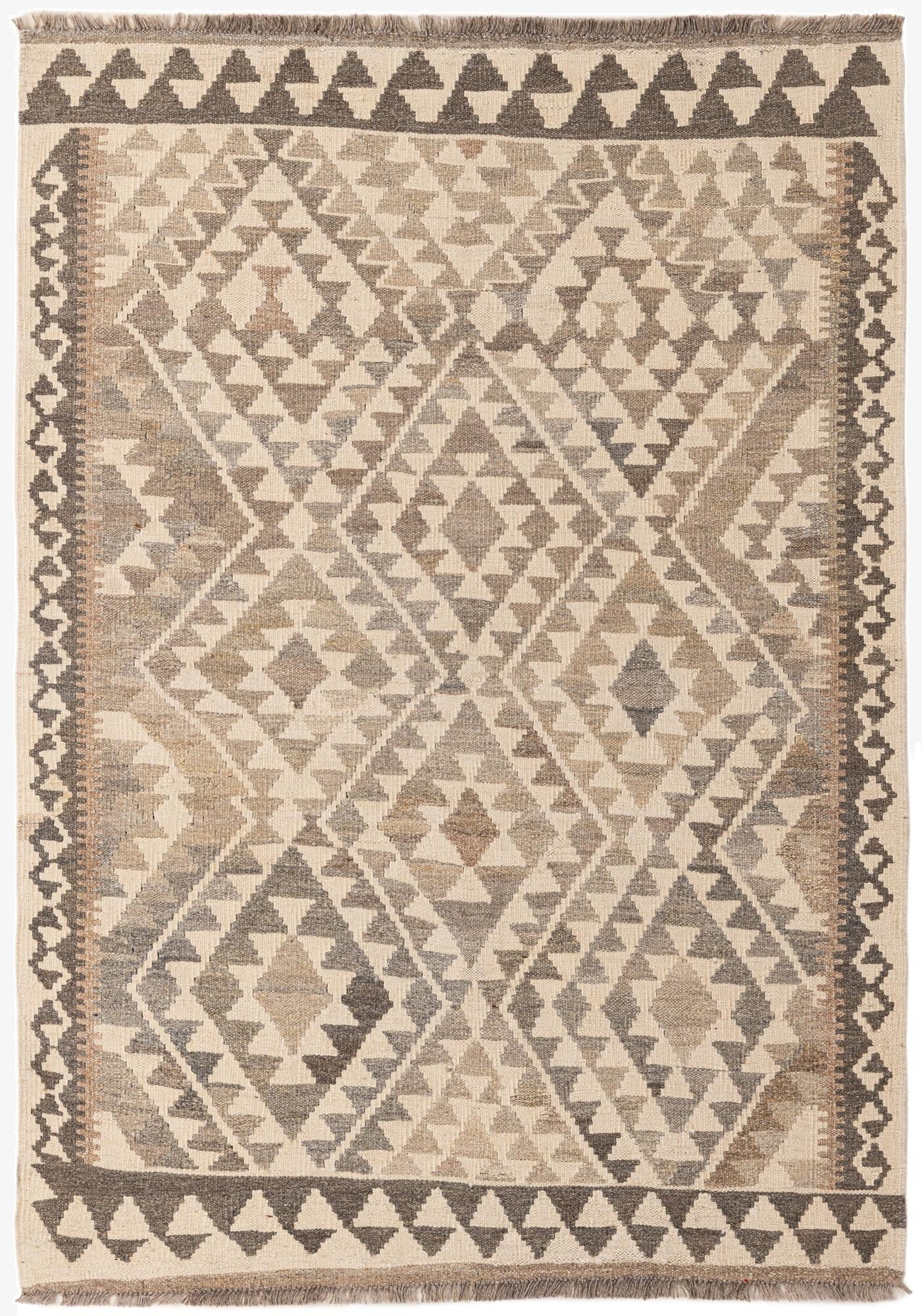  3' 9 x 5' 4  Hand Woven Kilim Maymana Wool Rug