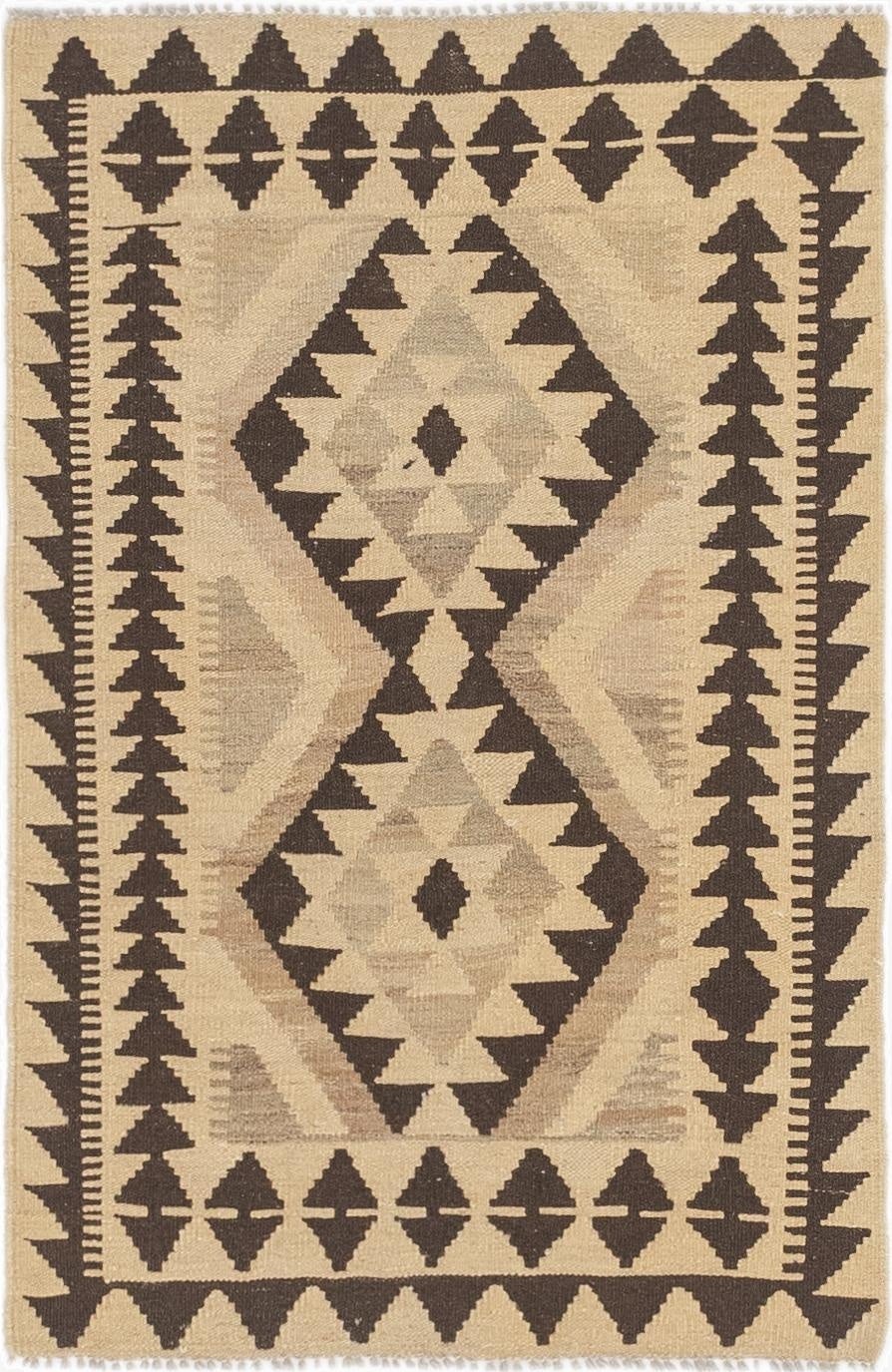  2' 8 x 4'  Hand Woven Kilim Maymana Wool Rug