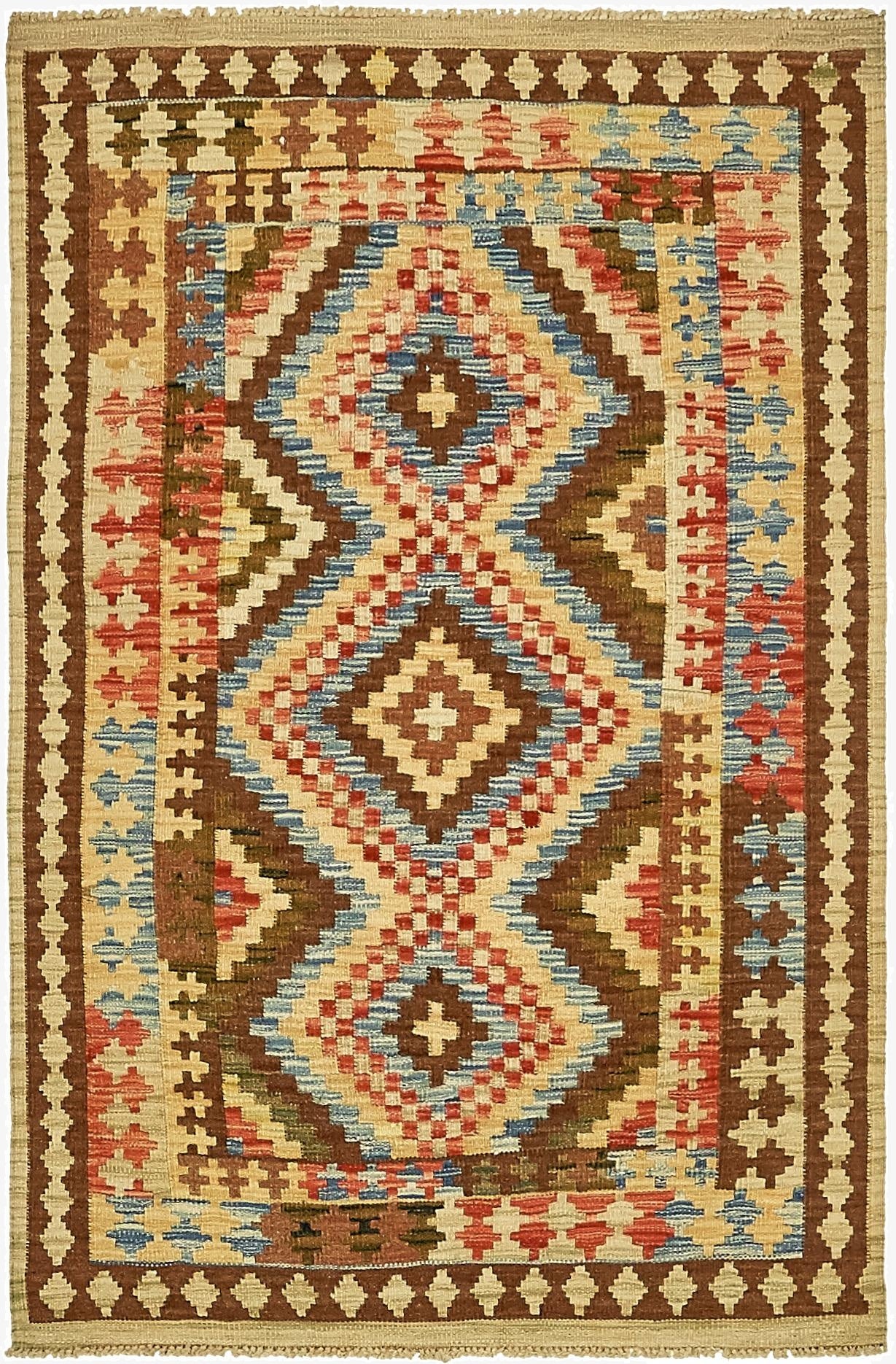  3' 3 x 5'  Hand Woven Kilim Maymana Wool Rug