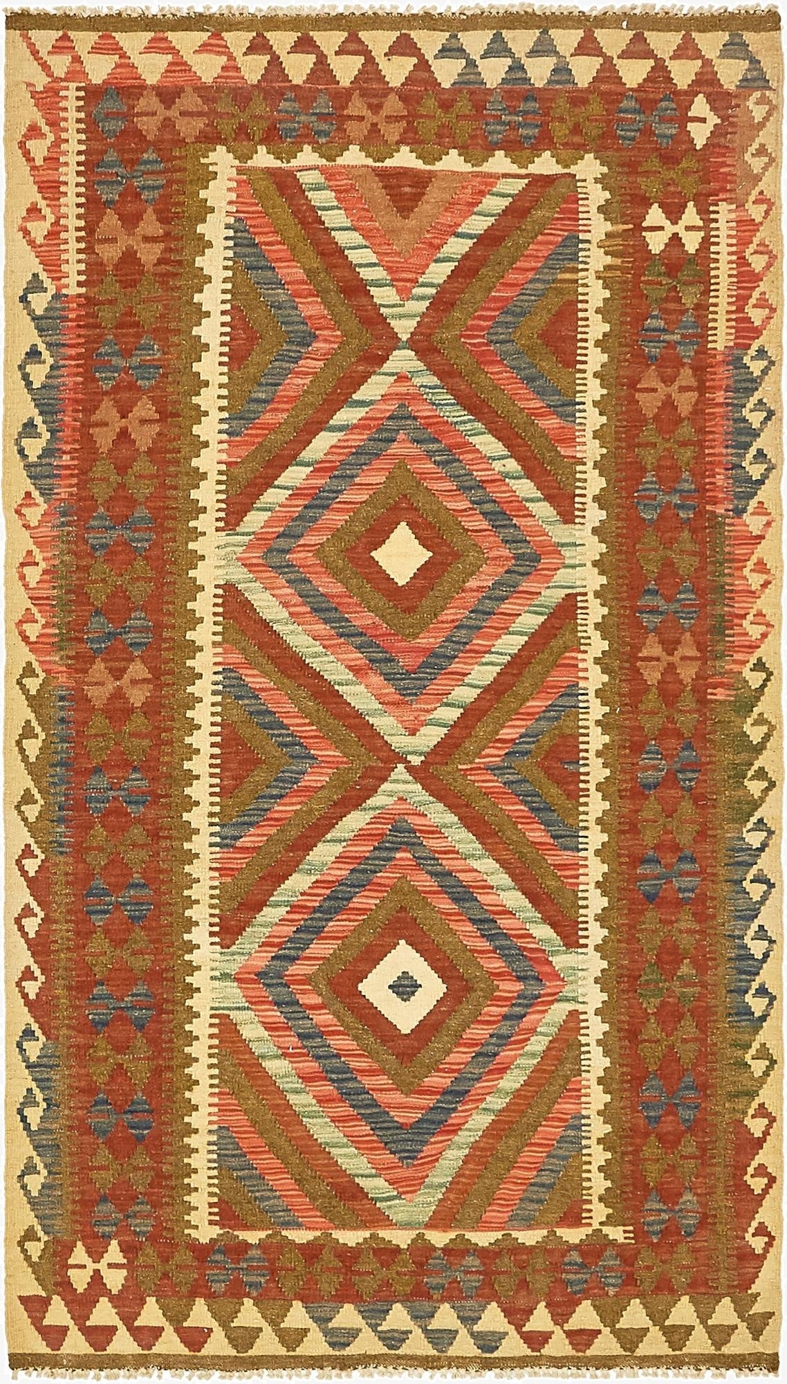  3' 5 x 6' 4  Hand Woven Kilim Maymana Wool Rug