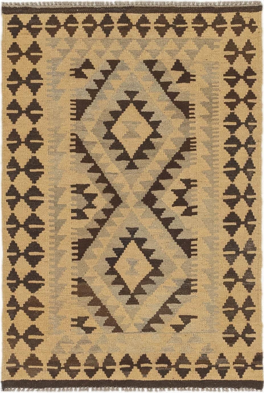  2' 9 x 4'  Hand Woven Kilim Maymana Wool Rug