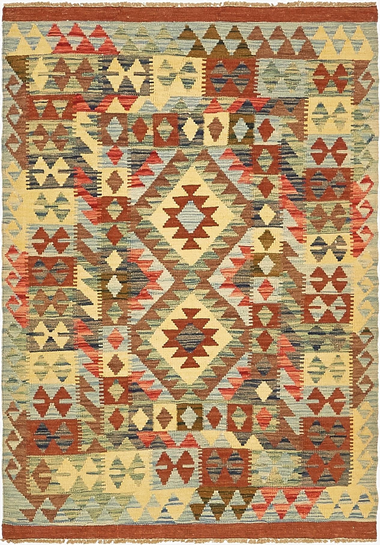  3' 5 x 5'  Hand Woven Kilim Maymana Wool Rug