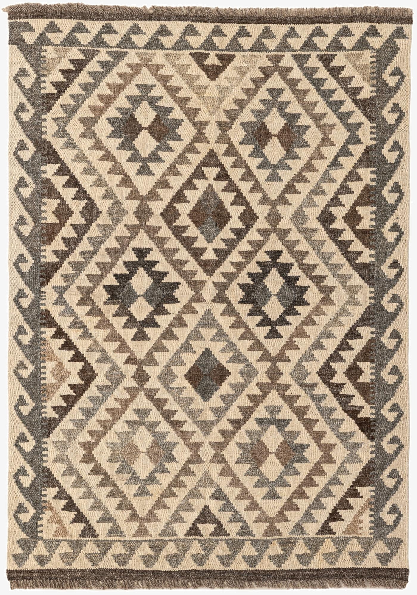  3' 8 x 5' 1  Hand Woven Kilim Maymana Wool Rug