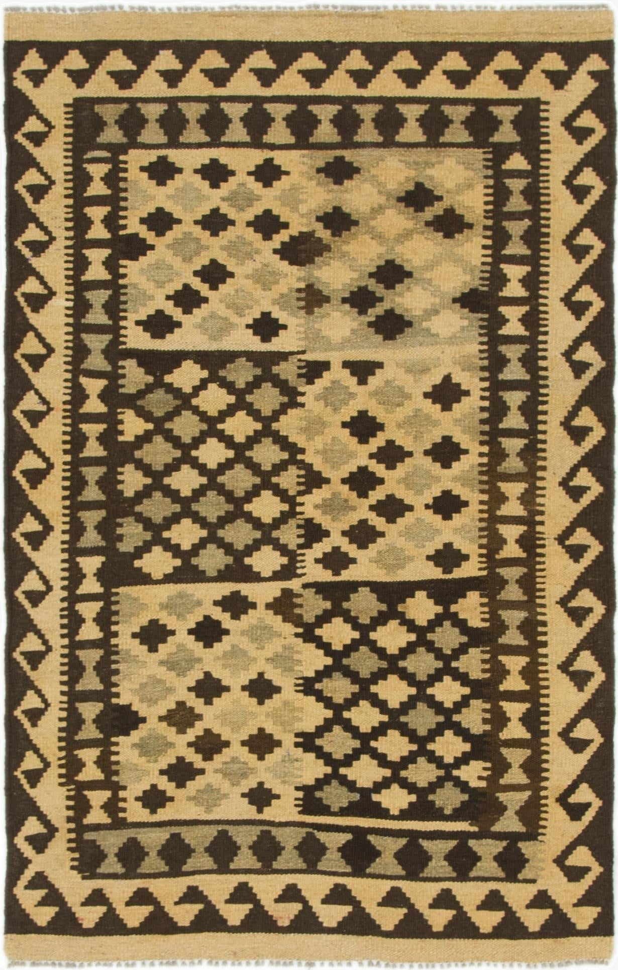  3' 1 x 4' 10  Hand Woven Kilim Maymana Wool Rug