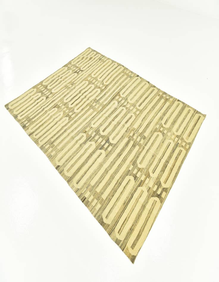 Detail image of  5' 10 x 7' 9  Hand Woven Kilim Modern Wool Rug