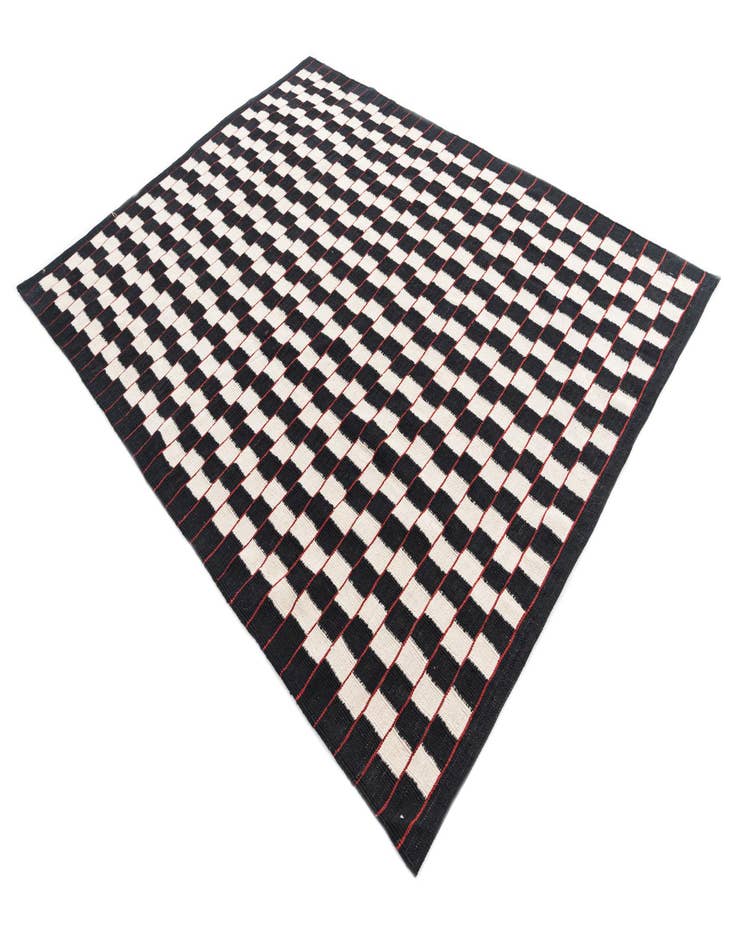 Detail image of  5' 9 x 7' 8  Hand Woven Kilim Modern Wool Rug