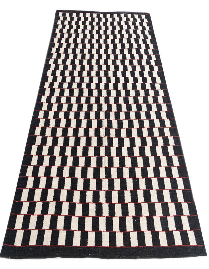 Detail image of  5' 8 x 7' 8  Hand Woven Kilim Modern Wool Rug