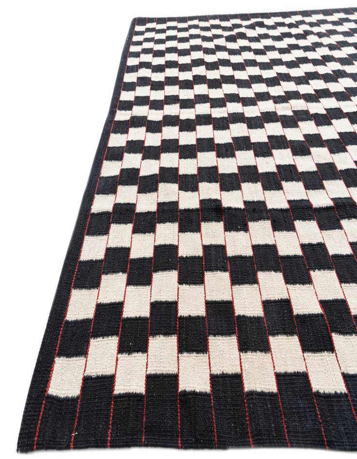 Detail image of  5' 8 x 7' 8  Hand Woven Kilim Modern Wool Rug