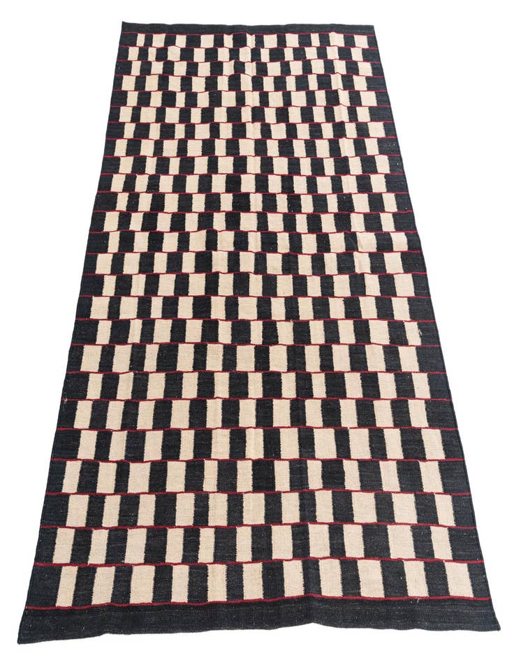 Detail image of  5' 1 x 6' 2  Hand Woven Kilim Modern Wool Rug