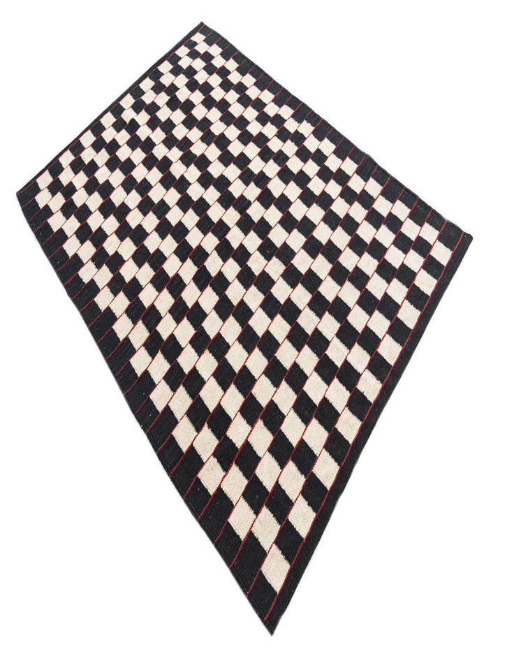 Detail image of  4' 2 x 5' 9  Hand Woven Kilim Modern Wool Rug