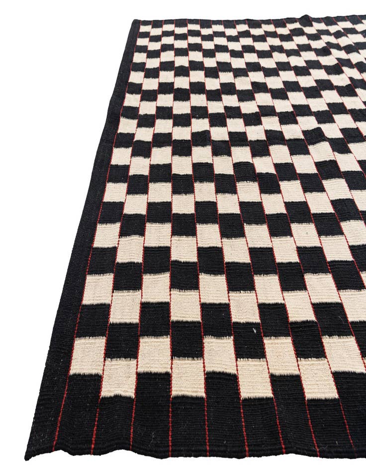 Detail image of  4' 9 x 6' 7  Hand Woven Kilim Modern Wool Rug