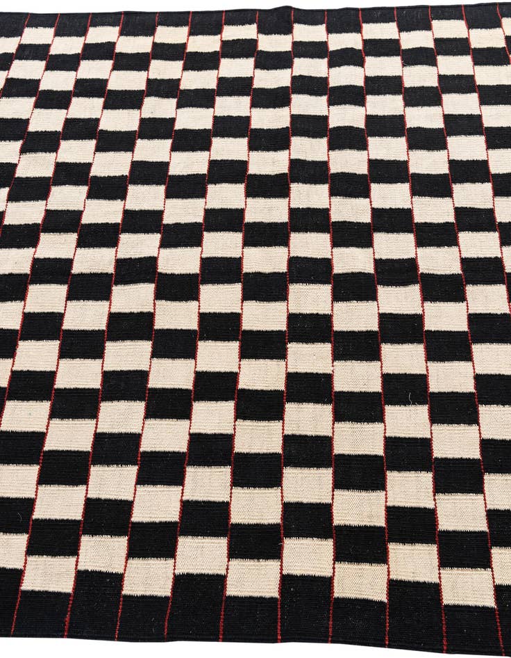 Detail image of  4' 9 x 6' 7  Hand Woven Kilim Modern Wool Rug