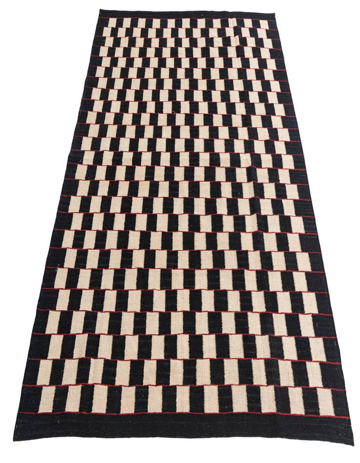 Detail image of  5' 2 x 6' 3  Hand Woven Kilim Modern Wool Rug