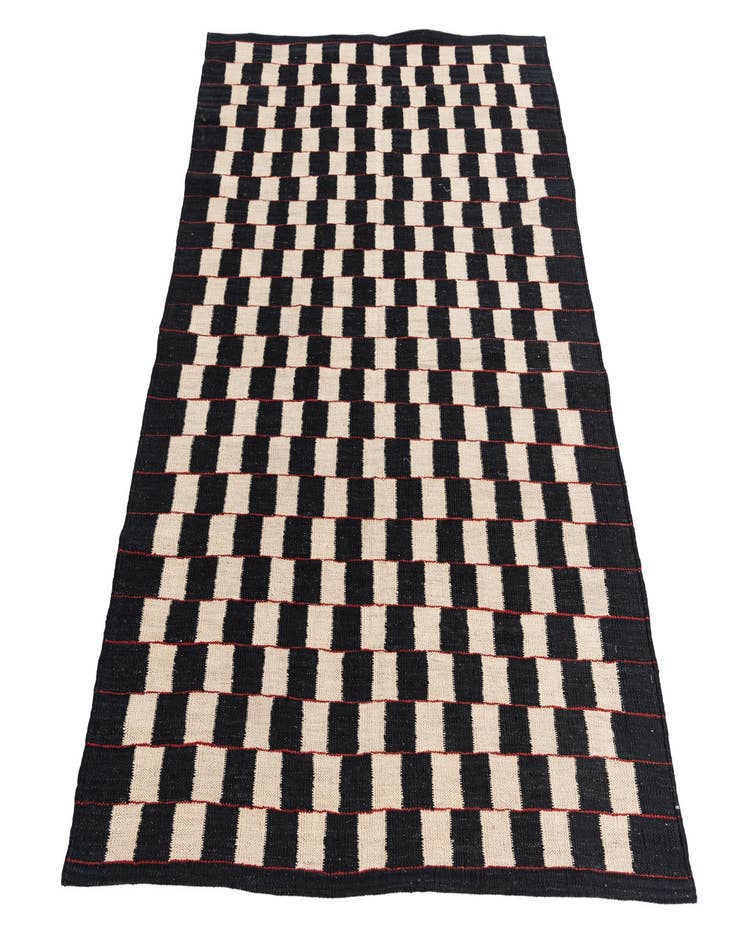 Detail image of  4' 3 x 5' 7  Hand Woven Kilim Modern Wool Rug