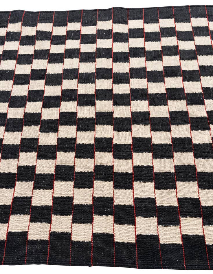Detail image of  4' 3 x 5' 7  Hand Woven Kilim Modern Wool Rug