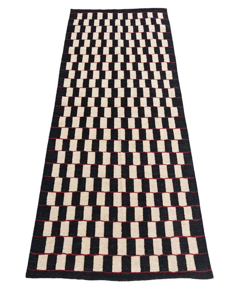 Detail image of  4' 2 x 5' 9  Hand Woven Kilim Modern Wool Rug