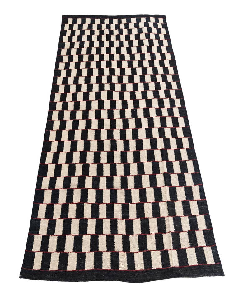 Detail image of  4' 10 x 6' 4  Hand Woven Kilim Modern Wool Rug